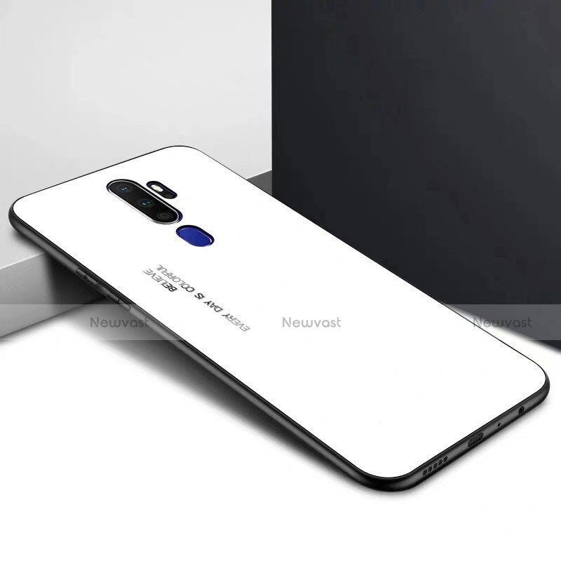 Silicone Frame Mirror Case Cover for Oppo A9 (2020) White