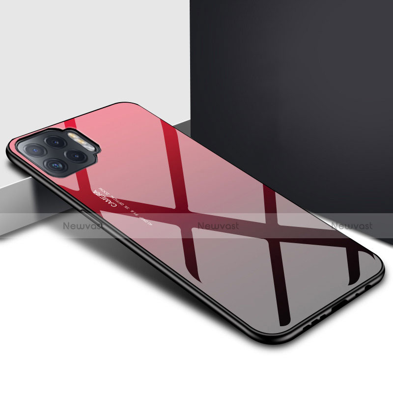 Silicone Frame Mirror Case Cover for Oppo A93 Red