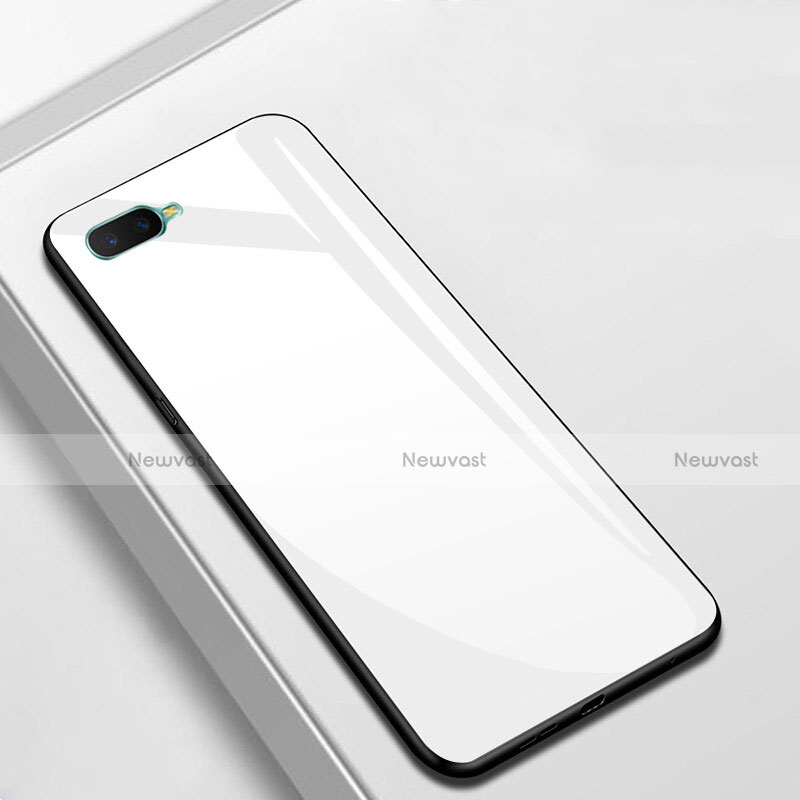 Silicone Frame Mirror Case Cover for Oppo AX7 White