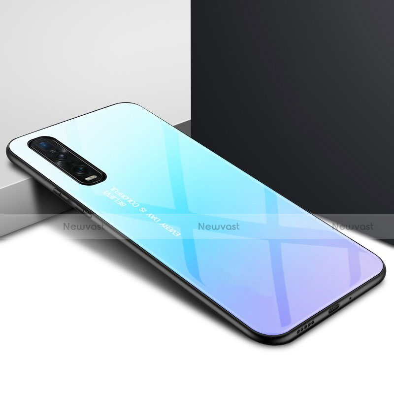 Silicone Frame Mirror Case Cover for Oppo Find X2 Sky Blue