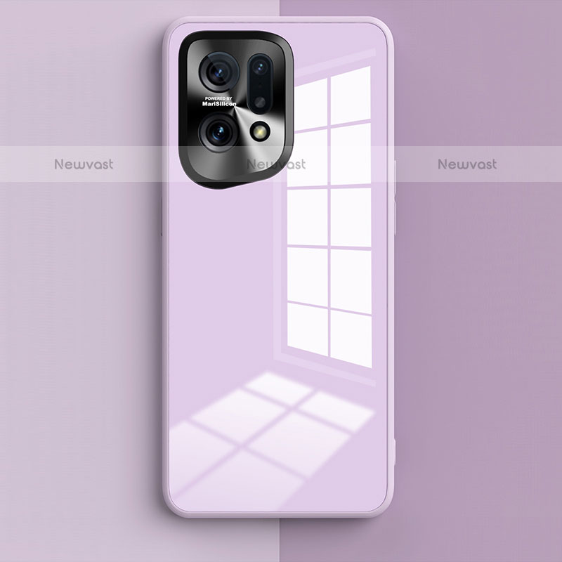 Silicone Frame Mirror Case Cover for Oppo Find X5 Pro 5G Clove Purple