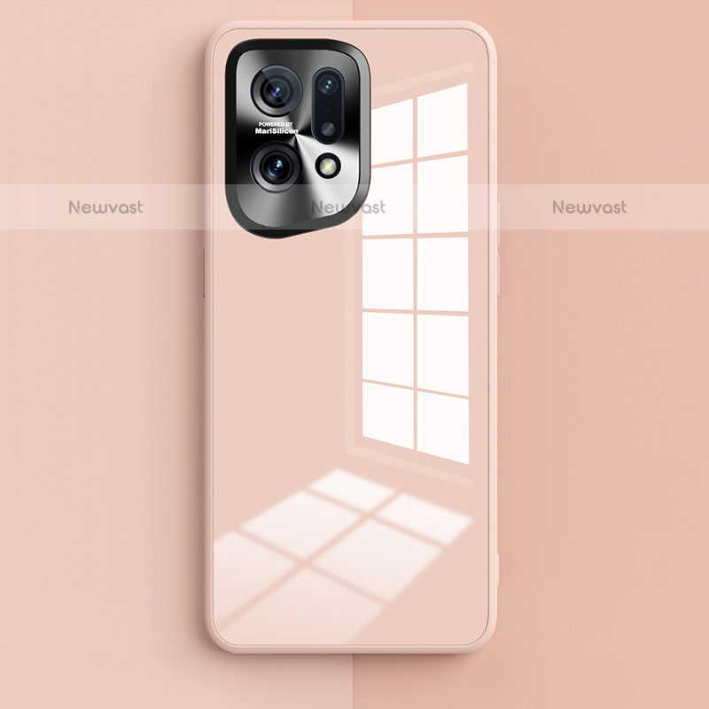 Silicone Frame Mirror Case Cover for Oppo Find X5 Pro 5G Pink