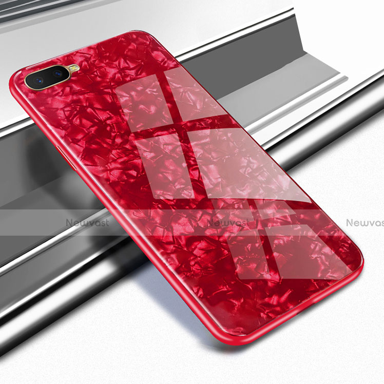 Silicone Frame Mirror Case Cover for Oppo R17 Neo Red
