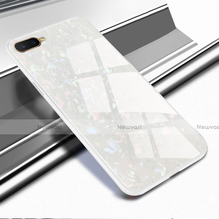 Silicone Frame Mirror Case Cover for Oppo R17 Neo White