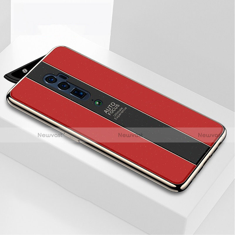 Silicone Frame Mirror Case Cover for Oppo Reno 10X Zoom Red