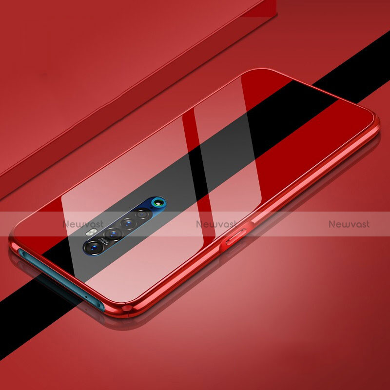 Silicone Frame Mirror Case Cover for Oppo Reno2 Red