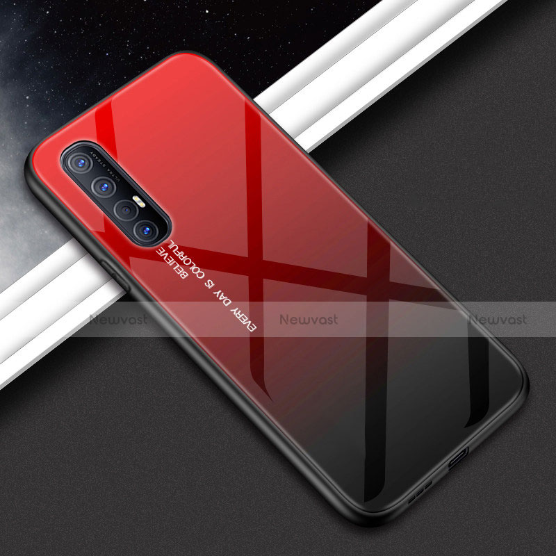 Silicone Frame Mirror Case Cover for Oppo Reno3 Pro Red