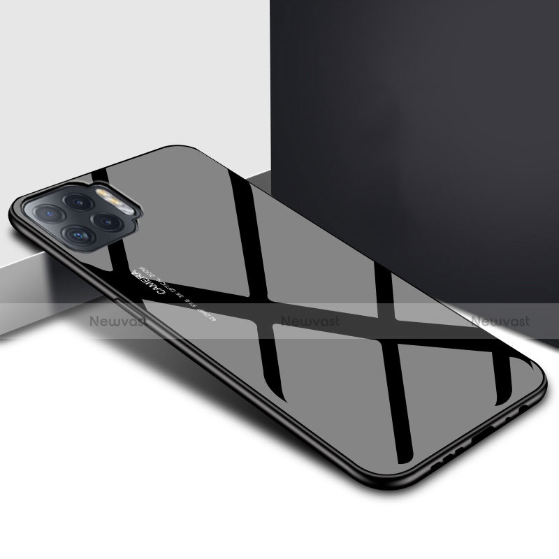 Silicone Frame Mirror Case Cover for Oppo Reno4 F Black