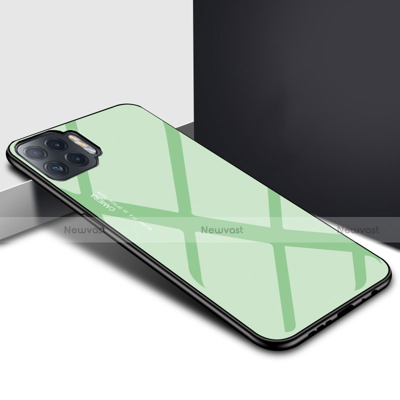 Silicone Frame Mirror Case Cover for Oppo Reno4 F Matcha Green