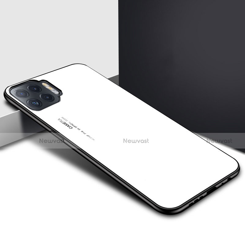 Silicone Frame Mirror Case Cover for Oppo Reno4 F White