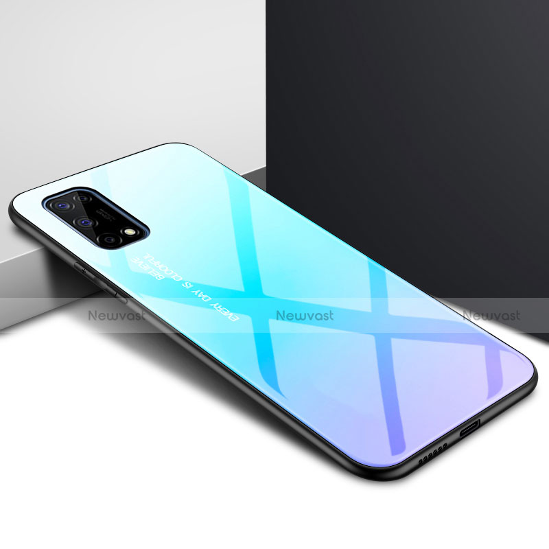 Silicone Frame Mirror Case Cover for Realme Q2 Pro 5G Mint Blue