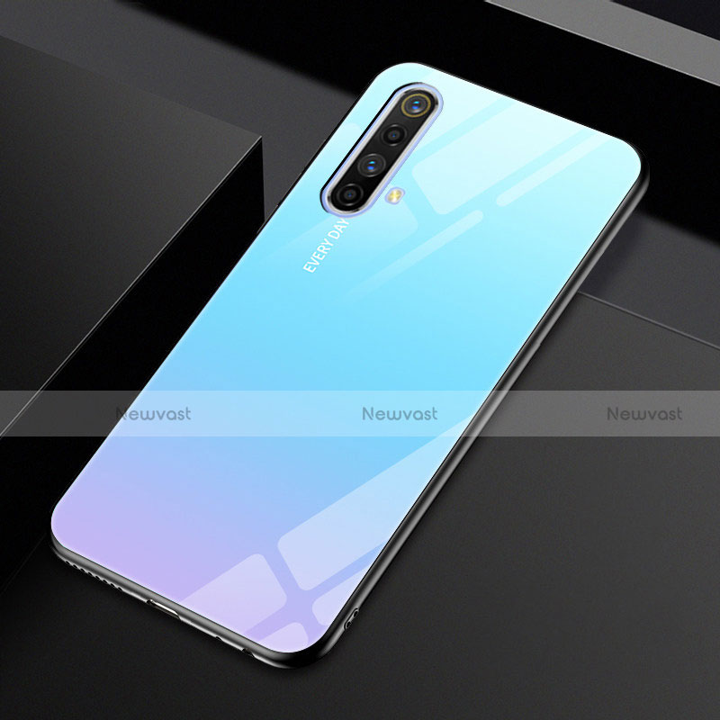 Silicone Frame Mirror Case Cover for Realme X50 5G Sky Blue