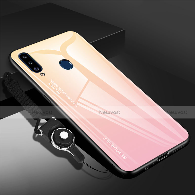 Silicone Frame Mirror Case Cover for Samsung Galaxy A20s Pink