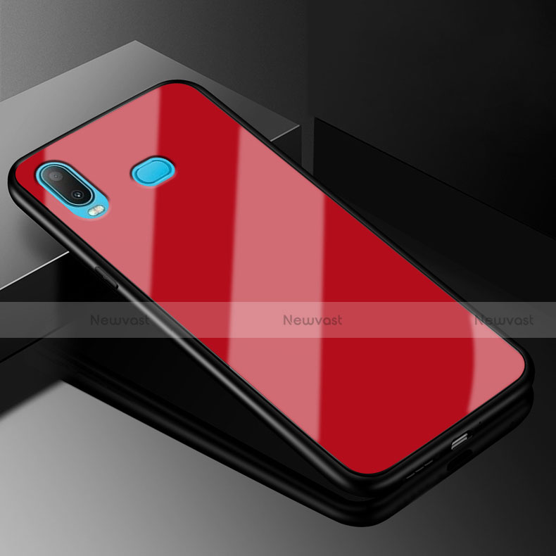 Silicone Frame Mirror Case Cover for Samsung Galaxy A6s Red