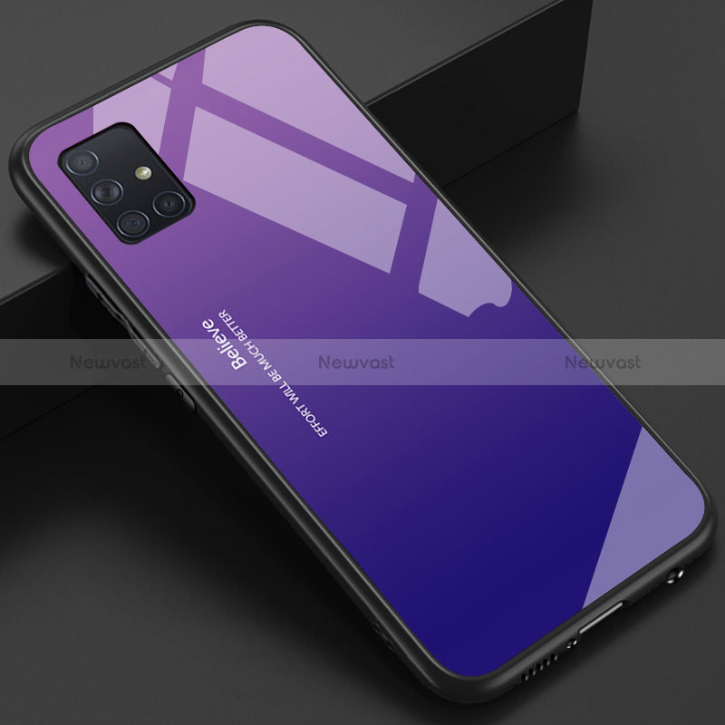 Silicone Frame Mirror Case Cover for Samsung Galaxy M40S Purple