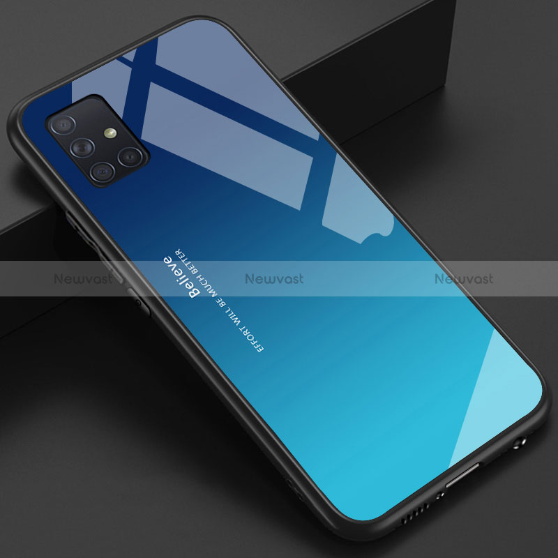 Silicone Frame Mirror Case Cover for Samsung Galaxy M40S Sky Blue