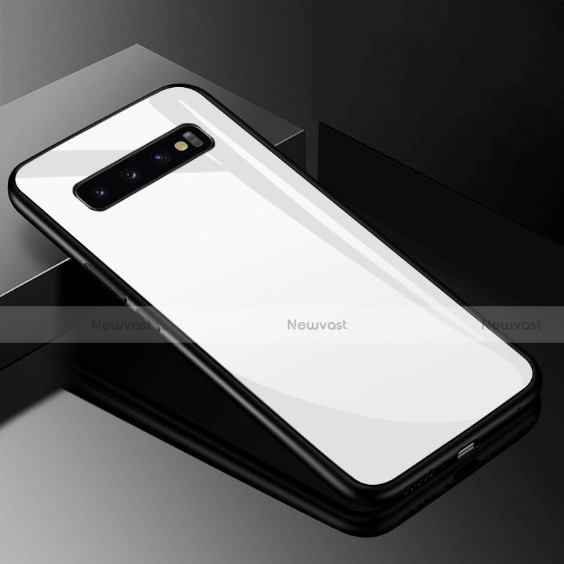 Silicone Frame Mirror Case Cover for Samsung Galaxy S10 5G White