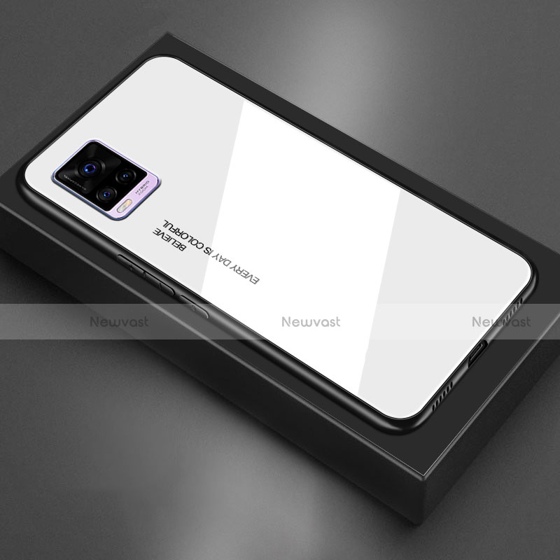 Silicone Frame Mirror Case Cover for Vivo V20 White