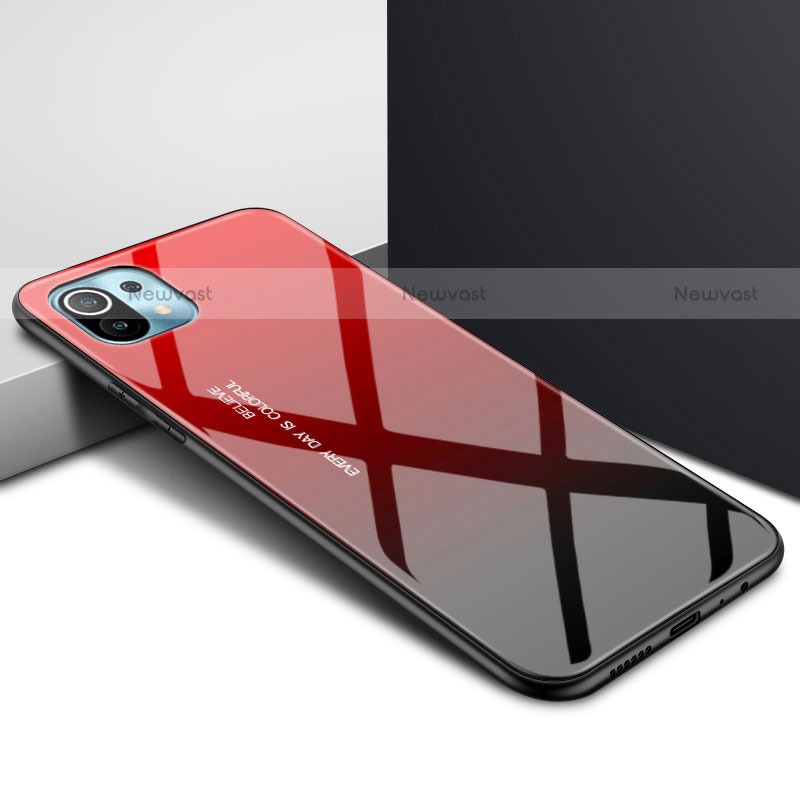 Silicone Frame Mirror Case Cover for Xiaomi Mi 11 Lite 5G NE Red