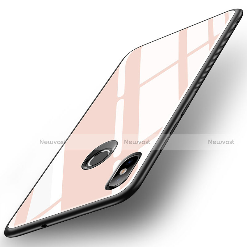 Silicone Frame Mirror Case Cover for Xiaomi Mi 8 Rose Gold