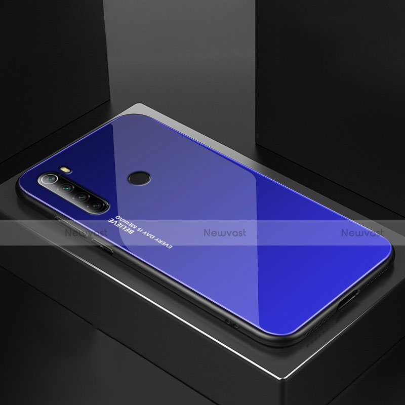 Silicone Frame Mirror Case Cover for Xiaomi Redmi Note 8 Blue