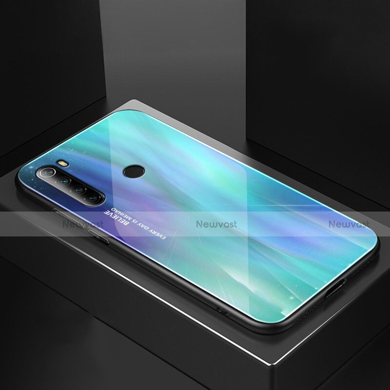 Silicone Frame Mirror Case Cover for Xiaomi Redmi Note 8 Cyan