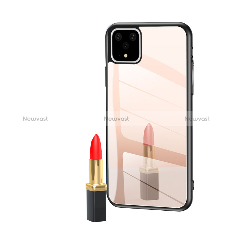 Silicone Frame Mirror Case Cover LS1 for Google Pixel 5a 5G Rose Gold