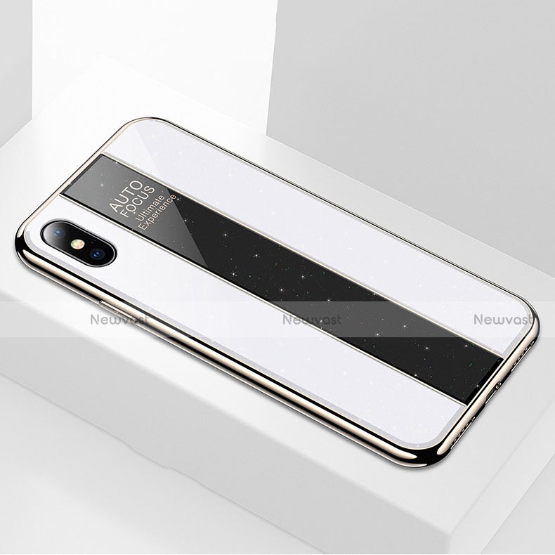 Silicone Frame Mirror Case Cover M01 for Apple iPhone Xs White