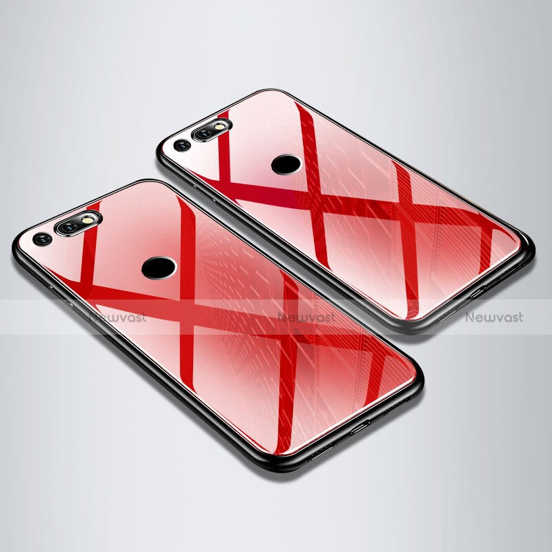 Silicone Frame Mirror Case Cover M01 for Huawei Honor V20 Red