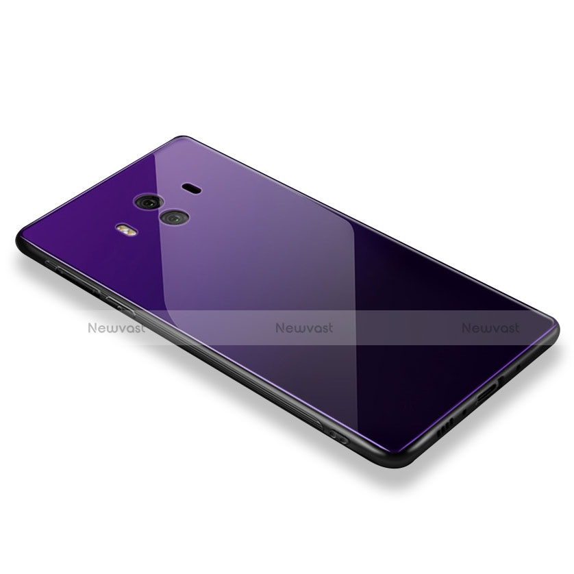 Silicone Frame Mirror Case Cover M01 for Huawei Mate 10 Purple