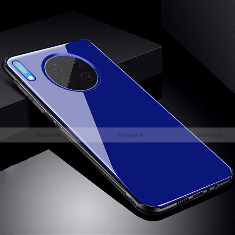 Silicone Frame Mirror Case Cover M01 for Huawei Mate 30 5G Blue