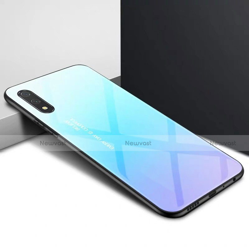 Silicone Frame Mirror Case Cover M01 for Huawei P Smart Z (2019) Sky Blue