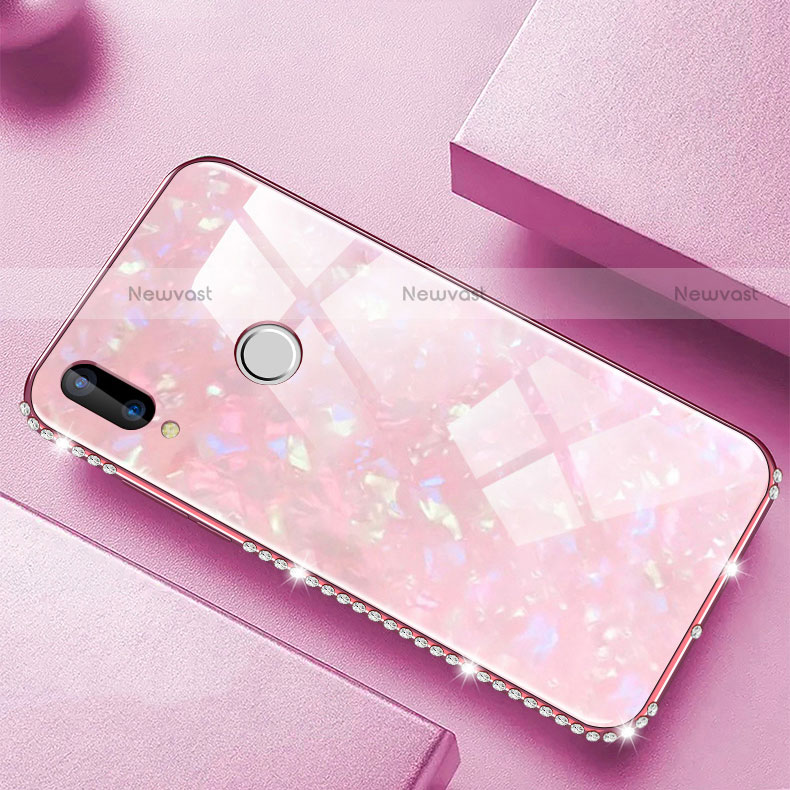 Silicone Frame Mirror Case Cover M01 for Huawei P20 Lite Pink