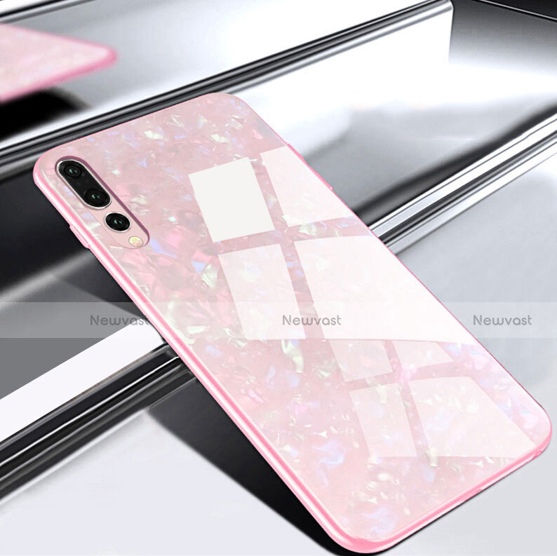 Silicone Frame Mirror Case Cover M01 for Huawei P20 Pro Pink