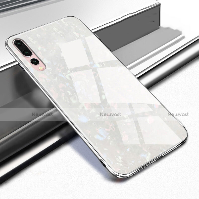 Silicone Frame Mirror Case Cover M01 for Huawei P20 Pro White