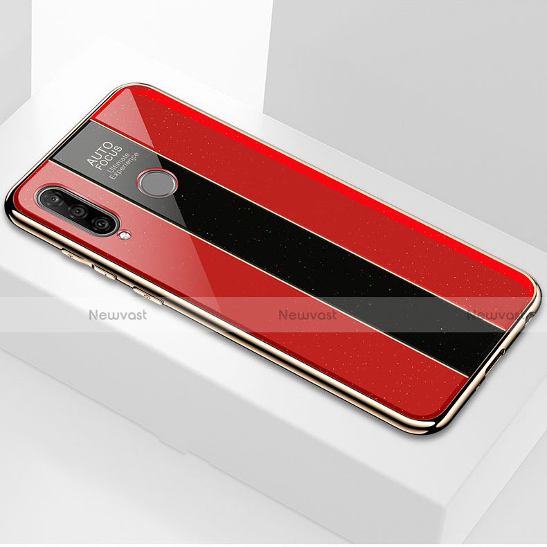 Silicone Frame Mirror Case Cover M01 for Huawei P30 Lite New Edition Red