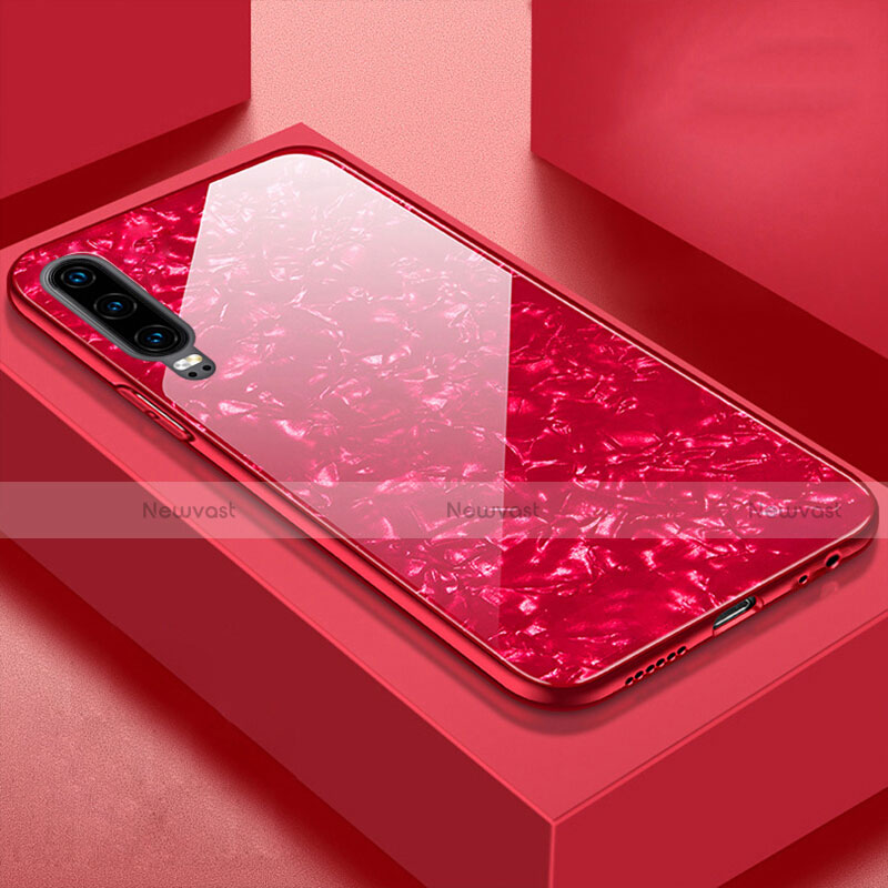 Silicone Frame Mirror Case Cover M01 for Huawei P30 Red