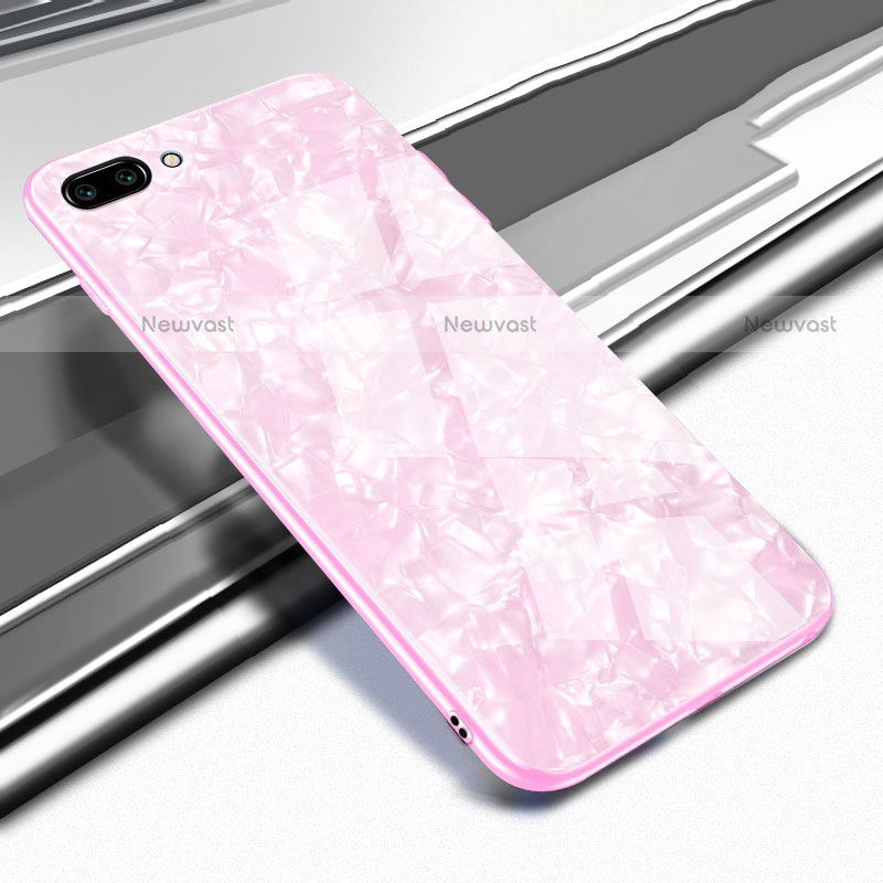 Silicone Frame Mirror Case Cover M01 for Oppo A12e Pink