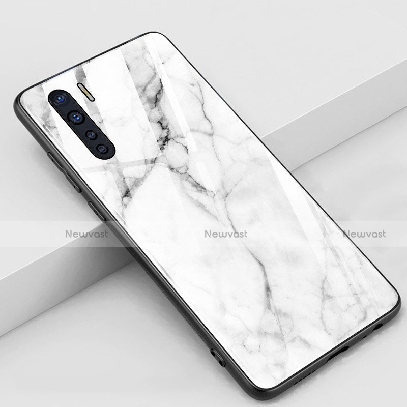 Silicone Frame Mirror Case Cover M01 for Oppo A91 White