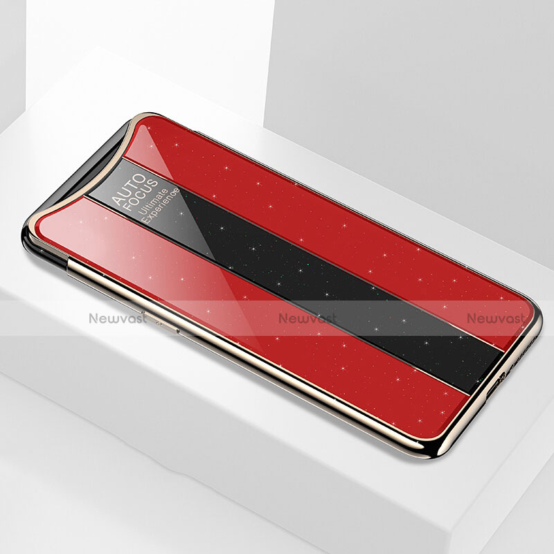 Silicone Frame Mirror Case Cover M01 for Oppo Find X Super Flash Edition Red