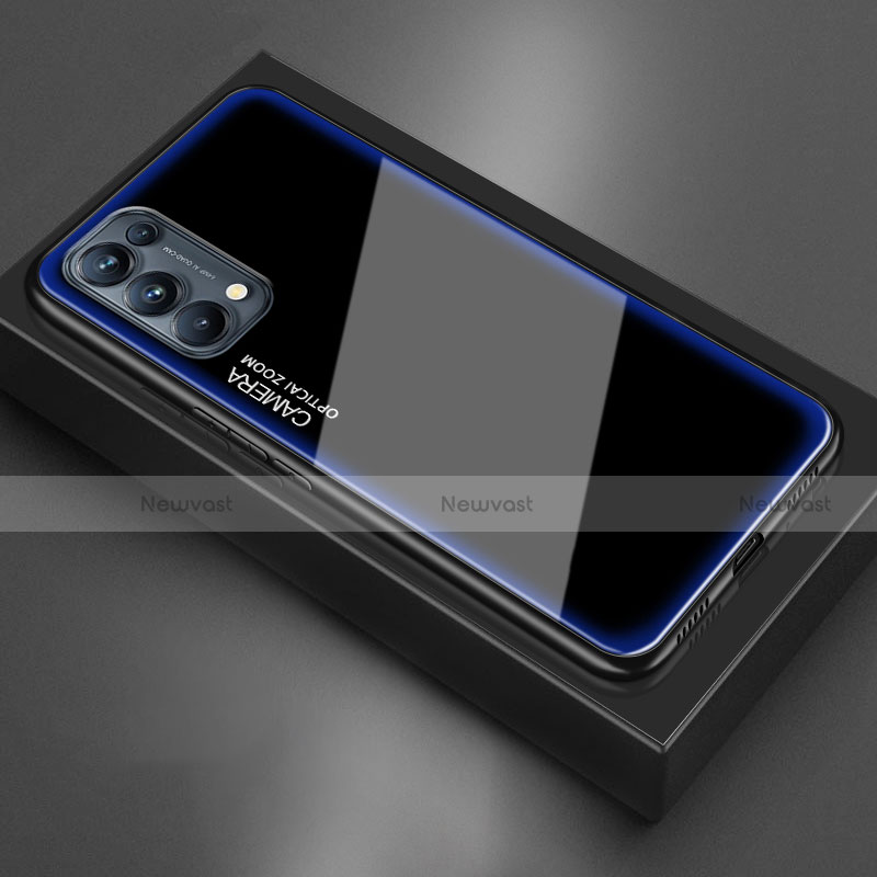 Silicone Frame Mirror Case Cover M01 for Oppo Reno5 5G Blue