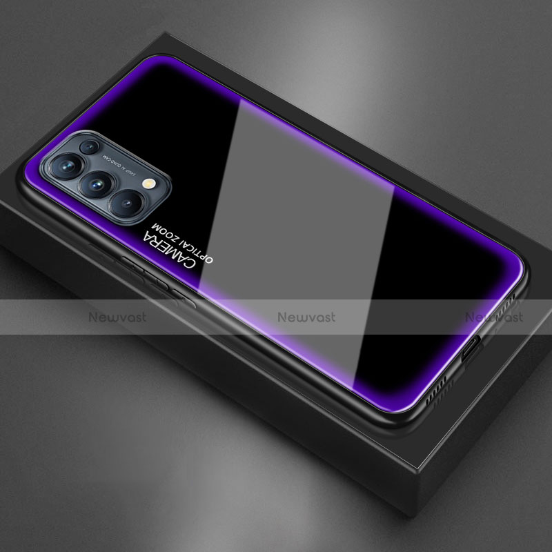 Silicone Frame Mirror Case Cover M01 for Oppo Reno5 5G Purple