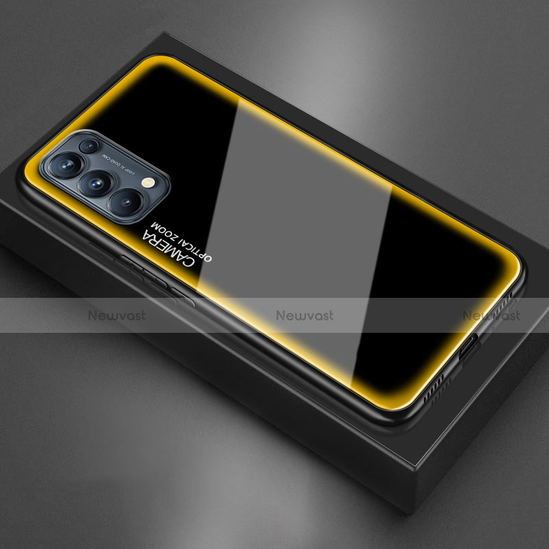 Silicone Frame Mirror Case Cover M01 for Oppo Reno5 5G Yellow