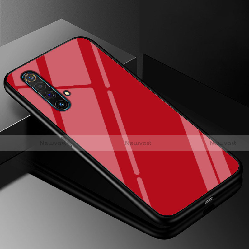 Silicone Frame Mirror Case Cover M01 for Realme X50m 5G Red