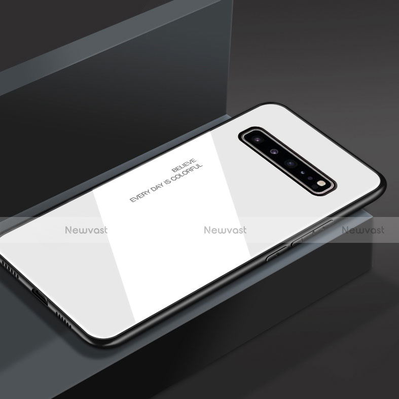 Silicone Frame Mirror Case Cover M01 for Samsung Galaxy S10 5G SM-G977B White