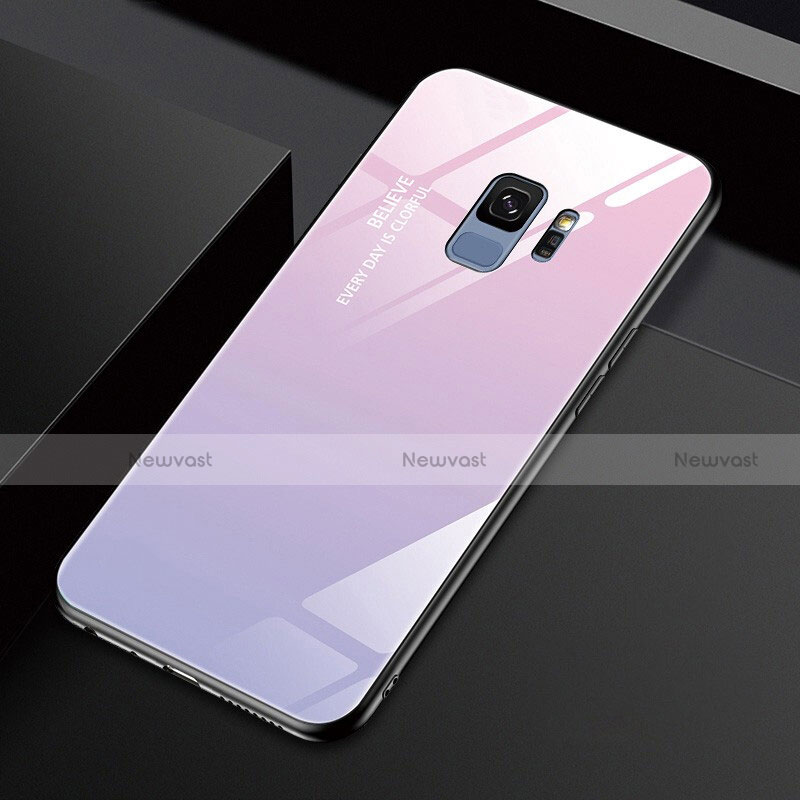 Silicone Frame Mirror Case Cover M01 for Samsung Galaxy S9 Pink