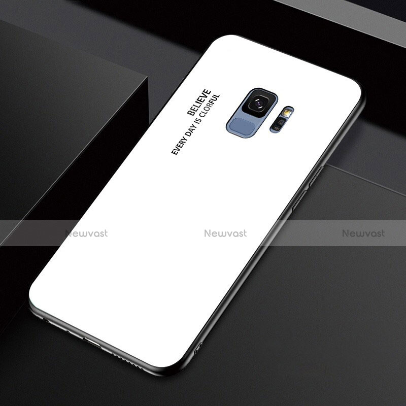 Silicone Frame Mirror Case Cover M01 for Samsung Galaxy S9 White