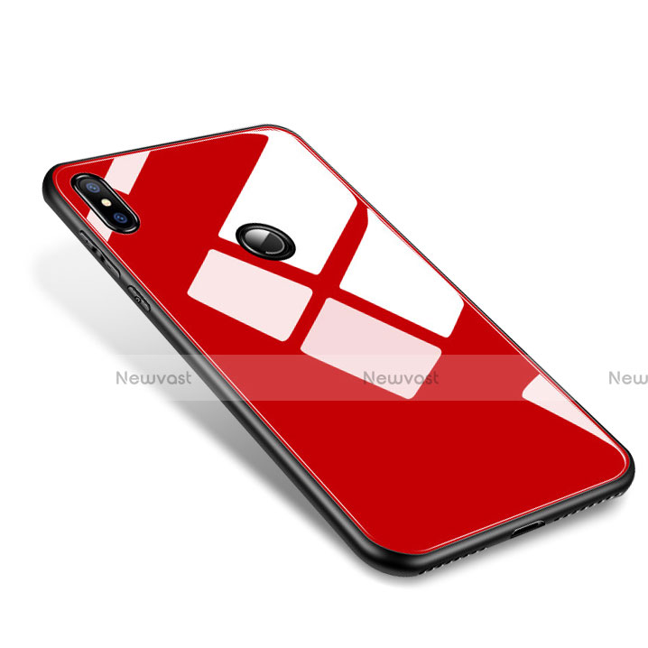 Silicone Frame Mirror Case Cover M01 for Xiaomi Mi 8 Red