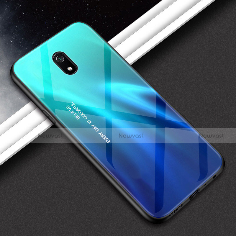 Silicone Frame Mirror Case Cover M01 for Xiaomi Redmi 8A Cyan