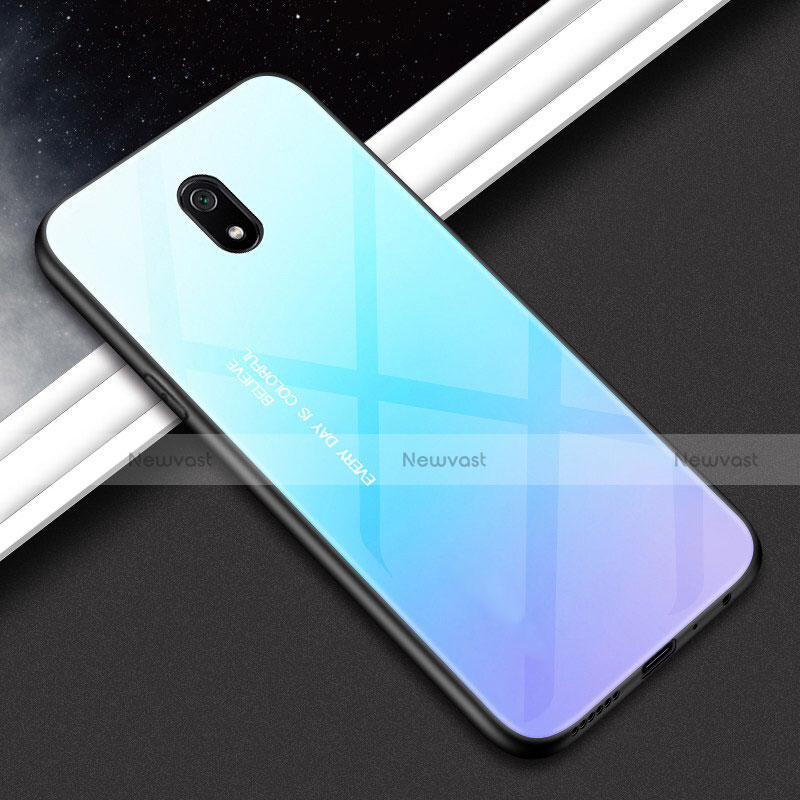 Silicone Frame Mirror Case Cover M01 for Xiaomi Redmi 8A Sky Blue